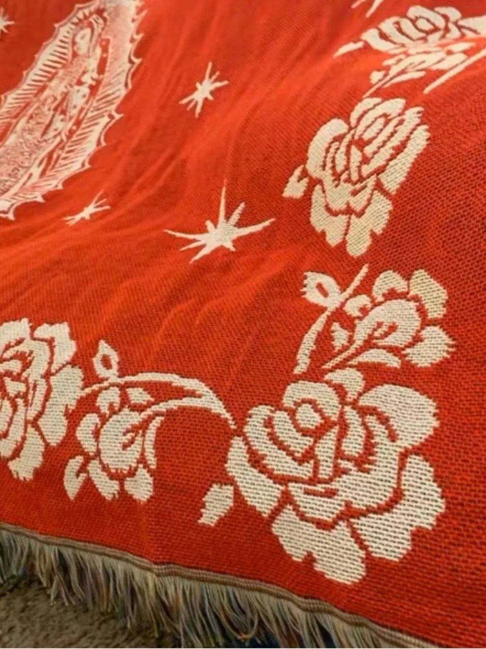 Supreme Red Virgin Mary Throw Blanket